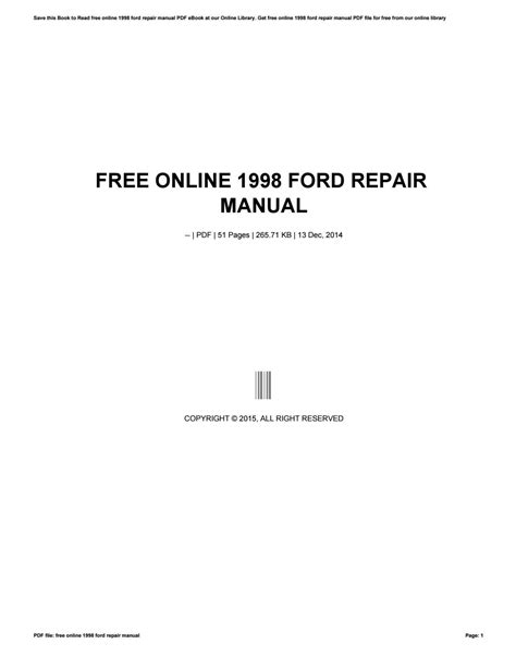 free 1998 ford explorer repair manual